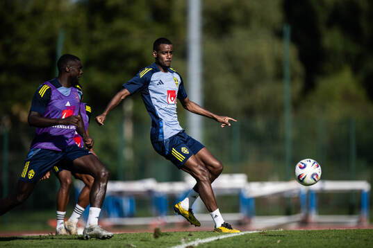 Ken Sema and Alexander Isak of the Swedish men's football
