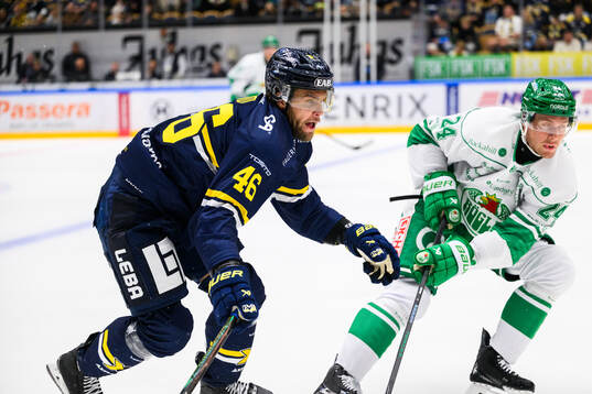 HV71s Joona Luoto och Rögles Mattias Göransson