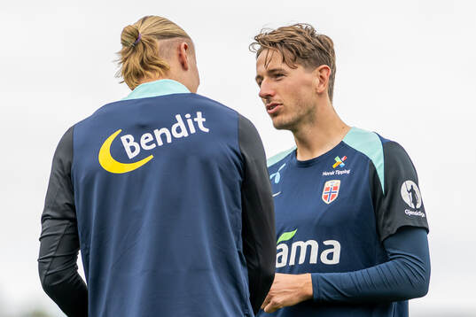 Erling Braut Haaland and Sander Berge of the Norwegian
