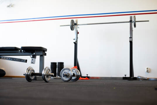 Ett par hantlar i gymmet
