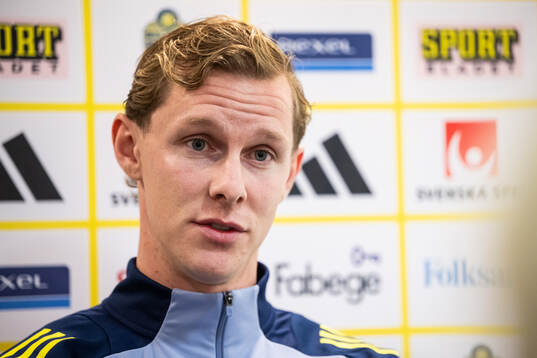 Emil Krafth of the Swedish national football team at a