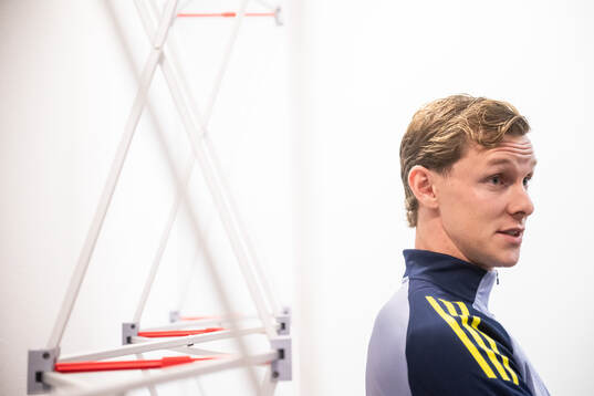 Emil Krafth of the Swedish national football team at a