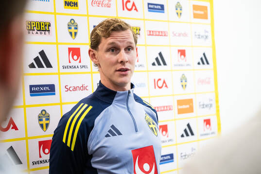 Emil Krafth of the Swedish national football team at a