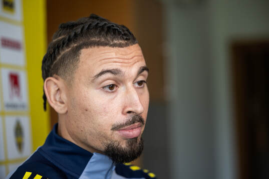 Jordan Larsson of the Swedish national football team at a