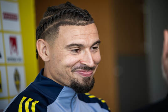 Jordan Larsson of the Swedish national football team at a