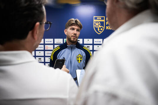 Anton Salétros of the Swedish national football team at a