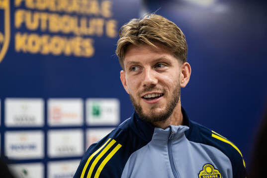 Anton Salétros of the Swedish national football team at a