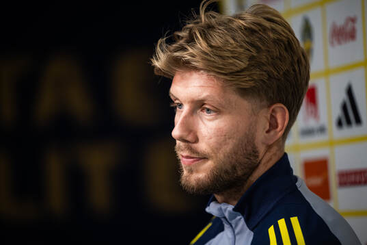 Anton Salétros of the Swedish national football team at a