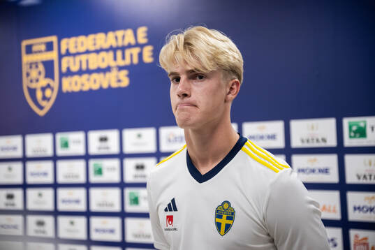 Lucas Bergvall of the Swedish national football team at a