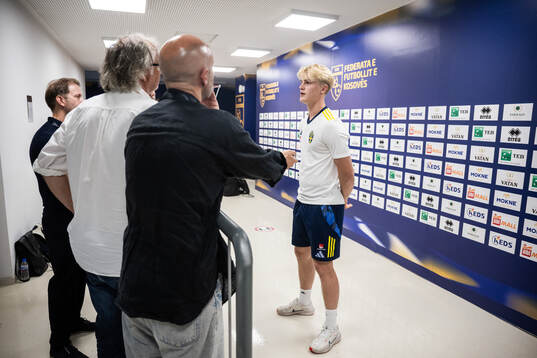 Lucas Bergvall of the Swedish national football team at a