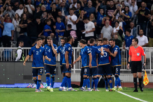 Players of Kosovo celebrate