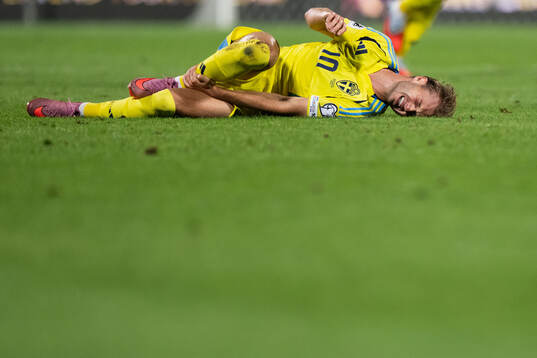 Benjamin Nygren of Sweden in pain