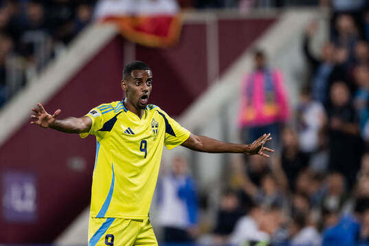 Alexander Isak of Sweden reacts