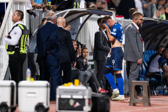 Lindon Emerllahu of Kosovo looks dejected