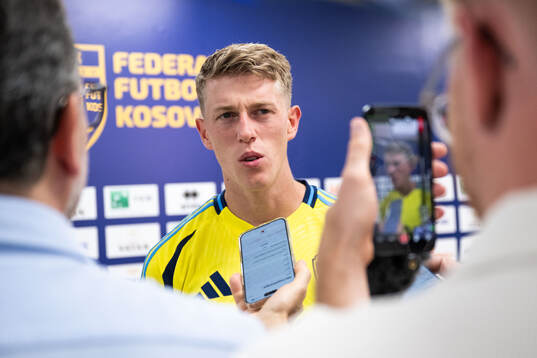 Alexander Bernhardsson of Sweden in mixed zone