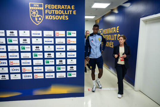 Alexander Isak of Sweden in mixed zone