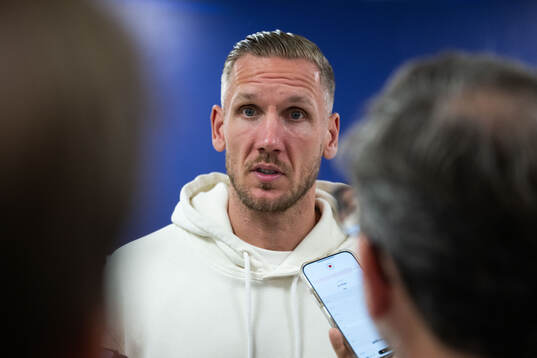 Goalkeeper Robin Olsen of Sweden in mixed zone