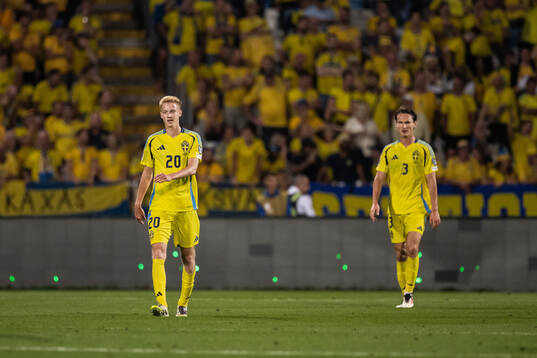 Hugo Larsson and Hjalmar Ekdal of Sweden looks dejected