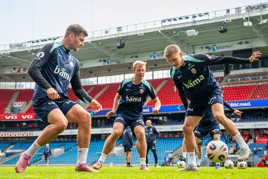 Alexander Sørloth, Aune Heggebø and Martin Ødegaard of
