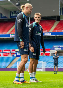 Erling Braut Haaland and Martin Ødegaard of the Norwegian