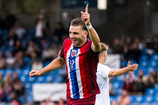 Niklas Ødegård of Norway celebrates