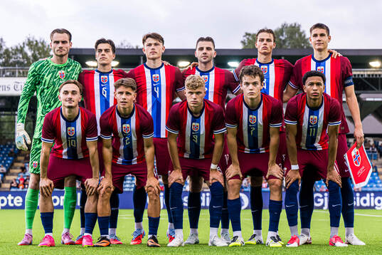 The starting eleven of Norway, from the top left;