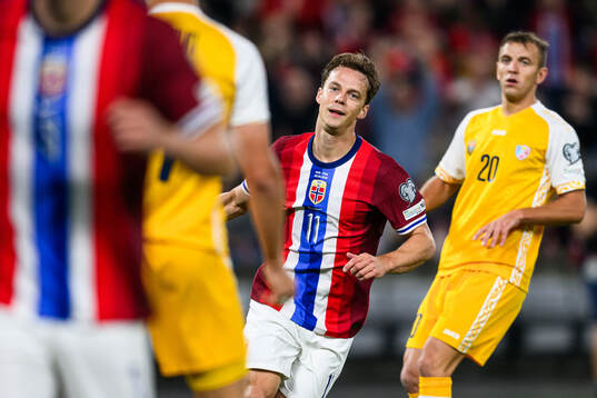 Felix Horn Myhre of Norway celebrates