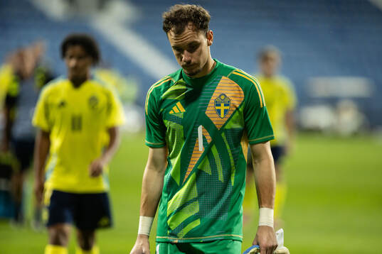 Goalkeeper Elis Bishesariof Sweden looks dejected