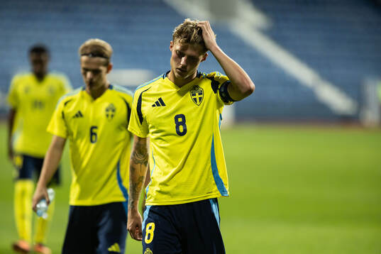 Lukas Björklund of Sweden looks dejected