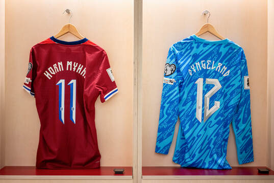 The kits of Felix Horn Myhre and goalkeeper Mathias