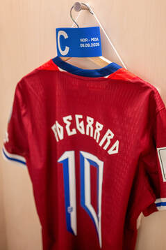 The kit of Martin Ødegaard of Norway in the dressing room