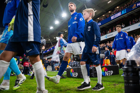 Kristoffer Ajer of Norway enters the pitch