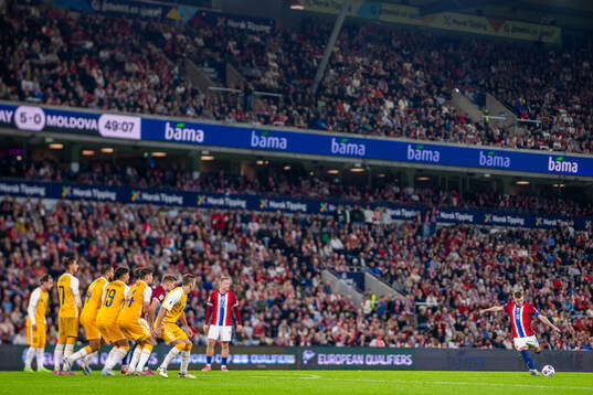 Martin Ødegaard of Norway with a free kick