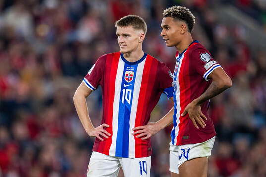 Martin Ødegaard and Antonio Nusa of Norway