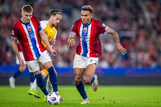 Martin Ødegaard and Antonio Nusa of Norway