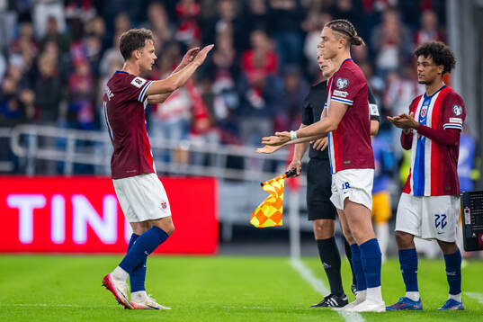 Felix Horn Myhre, Thelo Aasgaard and Oscar Bobb of Norway