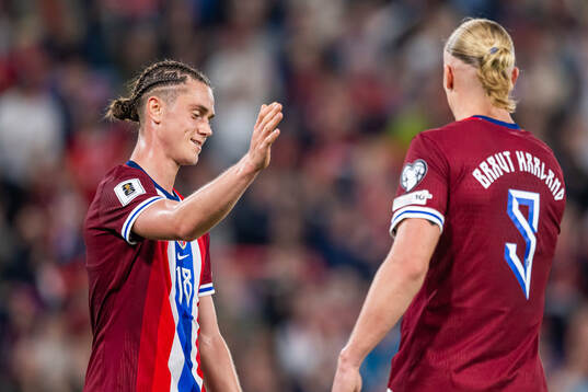 Thelo Aasgaard of Norway celebrates with teammate Erling