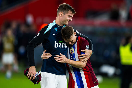 Alexander Sørloth and Martin Ødegaard of Norway