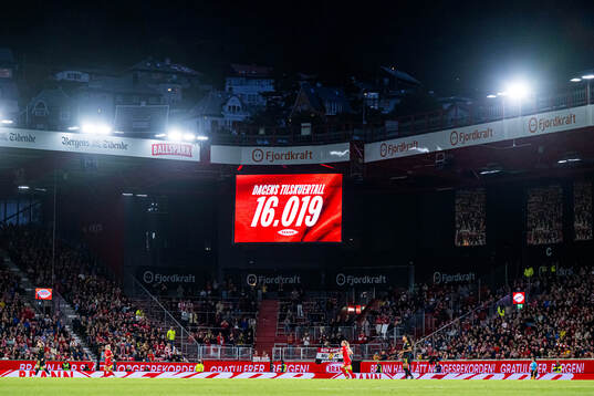 Spectators in the stands at Brann Stadion