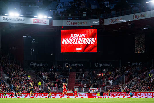 Spectators in the stands at Brann Stadion