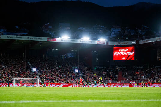 Spectators in the stands at Brann Stadion
