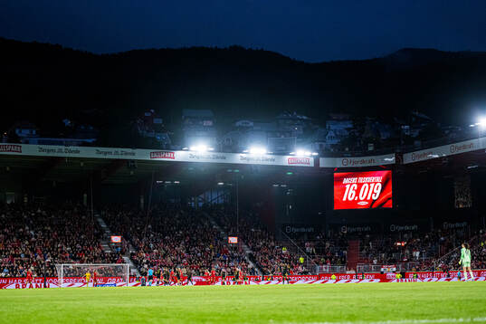 Spectators in the stands at Brann Stadion
