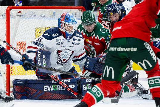 Linköpings målvakt Jesper Myrenberg och Frölundas Filip
