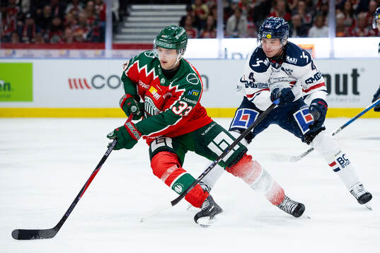 Frölundas Linus Högberg och Linköpings Oscar Lawner