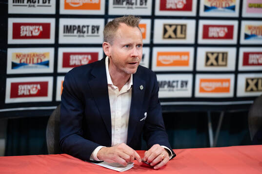 Frölundas tränare Robert Ohlsson på presskonferensen