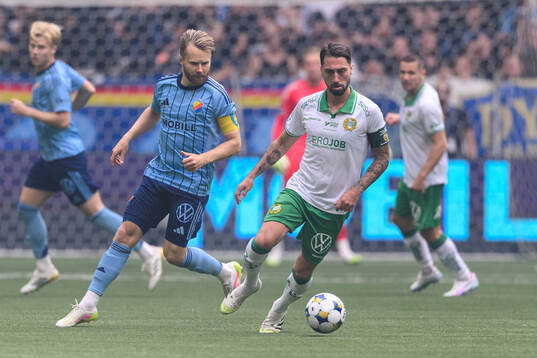Djurgårdens Jacob Une och Hammarbys Nahir Besara