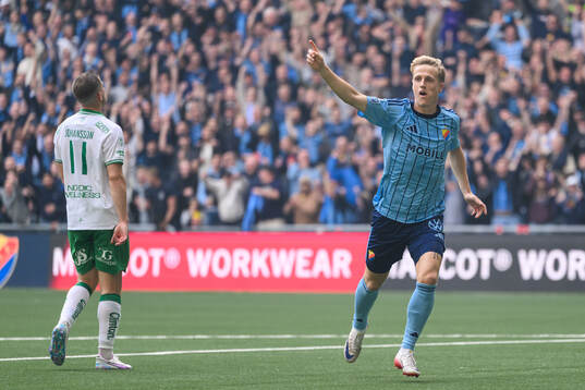 Djurgårdens Jeppe Møldrup Okkels jublar
