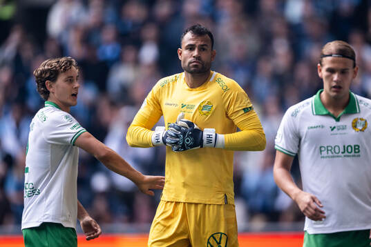 Hammarbys Hampus Skoglund och målvakt Warner Hahn