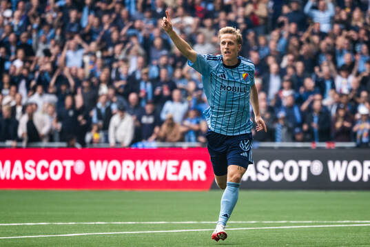 Djurgårdens Jeppe Møldrup Okkels jublar