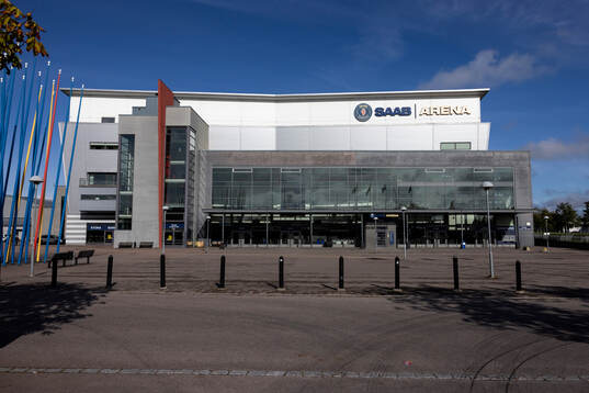 Exteriör vy av Saab Arena